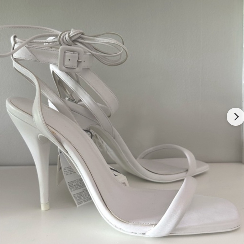 Zara Wrap Ankle Strap Leather High Heel Sandals. Size 8